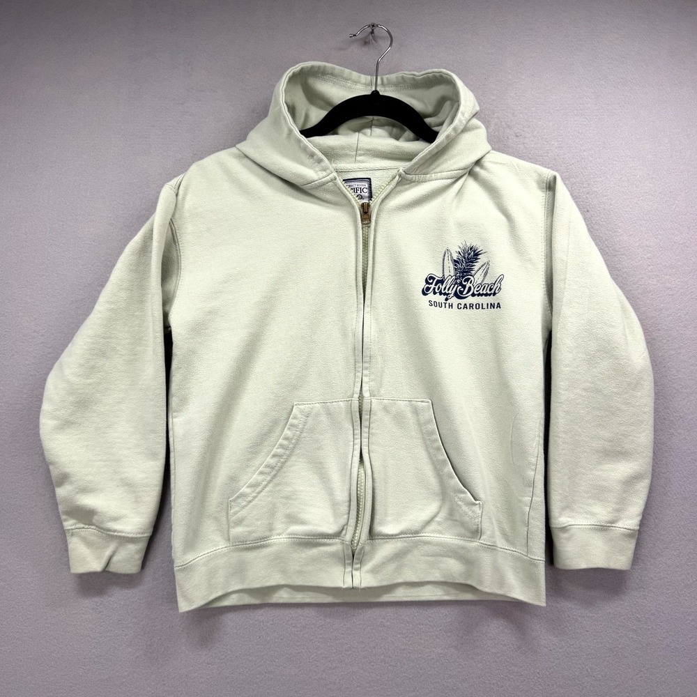 Folly Beach SC Pacific & Co Hoodie Mens Large Full Zip Sweatshirt Surf Resort